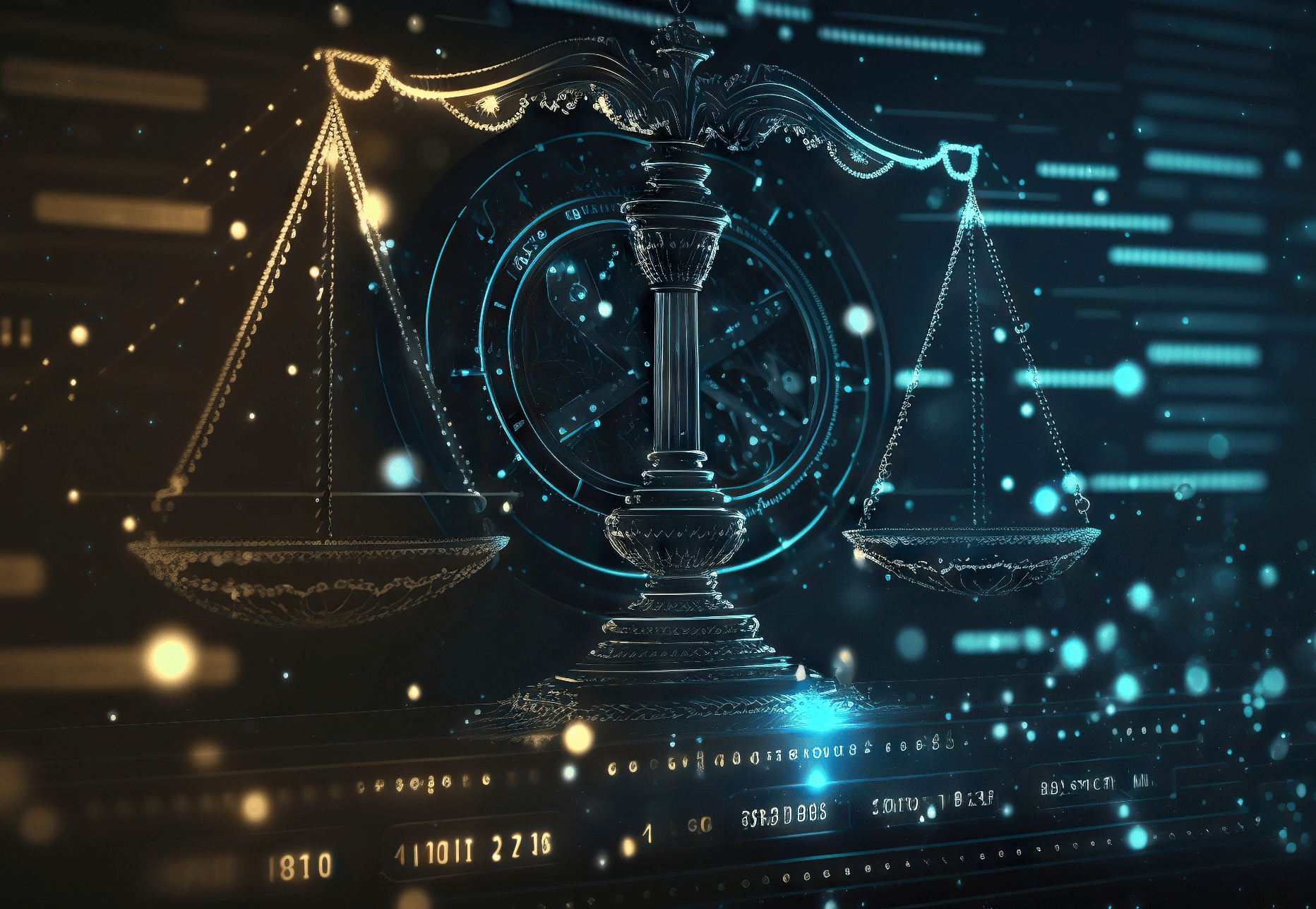 Justice Scales Digital Data Stream